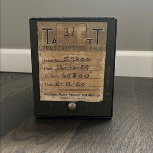 Vintage Metal Prescription File Box